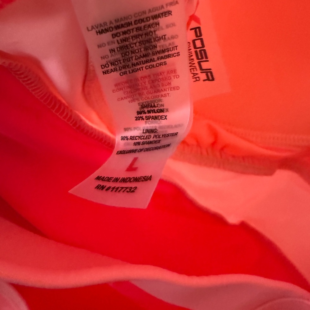 NWT ZeroXposure One Piece Padded Swimwear Size Large Pink and Coral - Picture 6 of 6